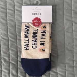 Hallmark Cream and Navy Fan Socks